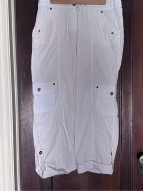 Steilmann White Cargo Crop Pants Size 10 Lightweight Utility Capri